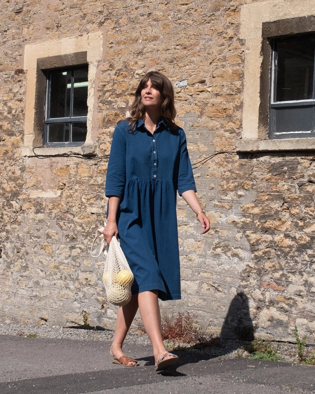 Bea Women's Cotton Shirt Dress | Textured Denim