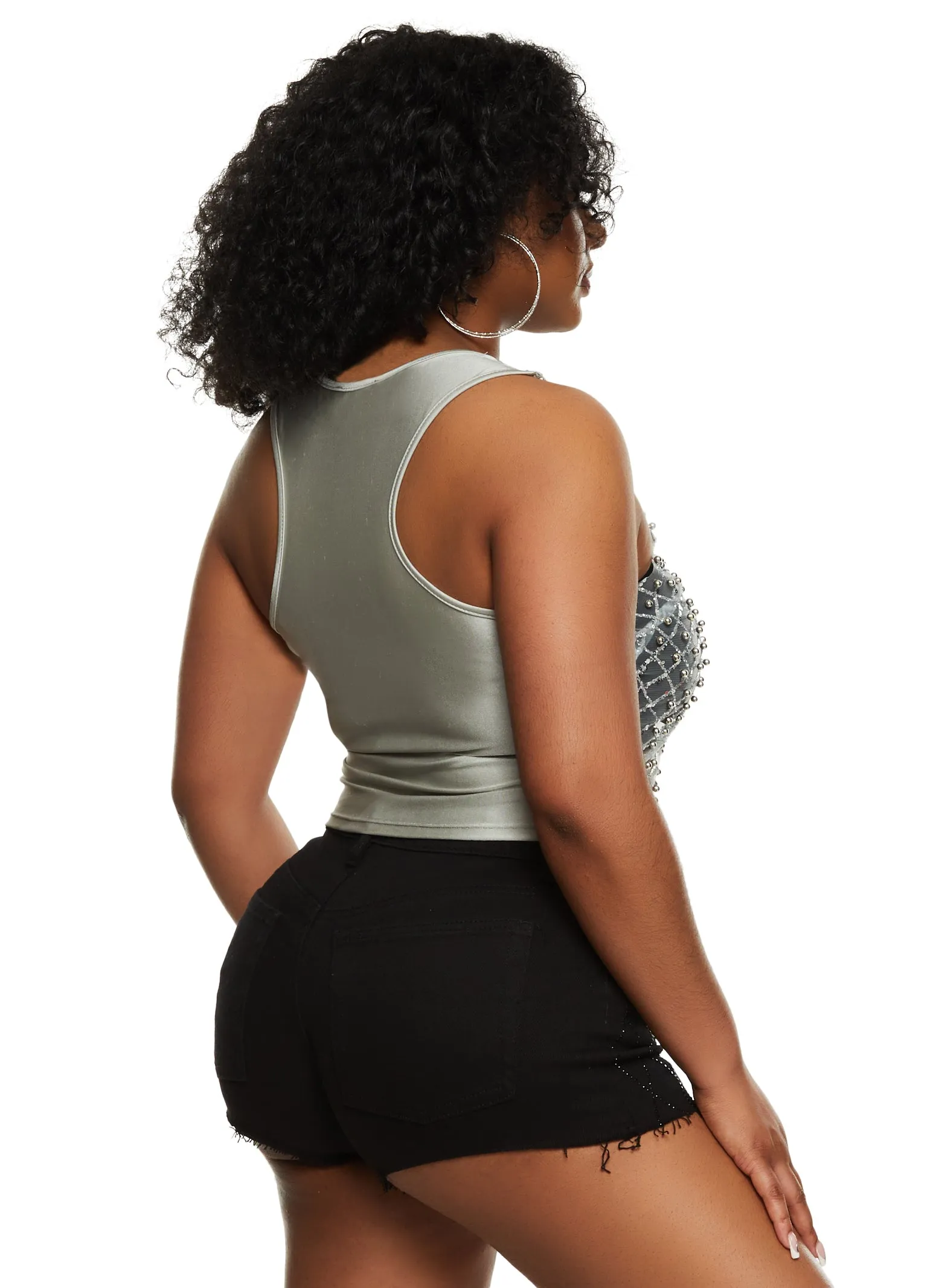 Beaded Mesh Tank Top