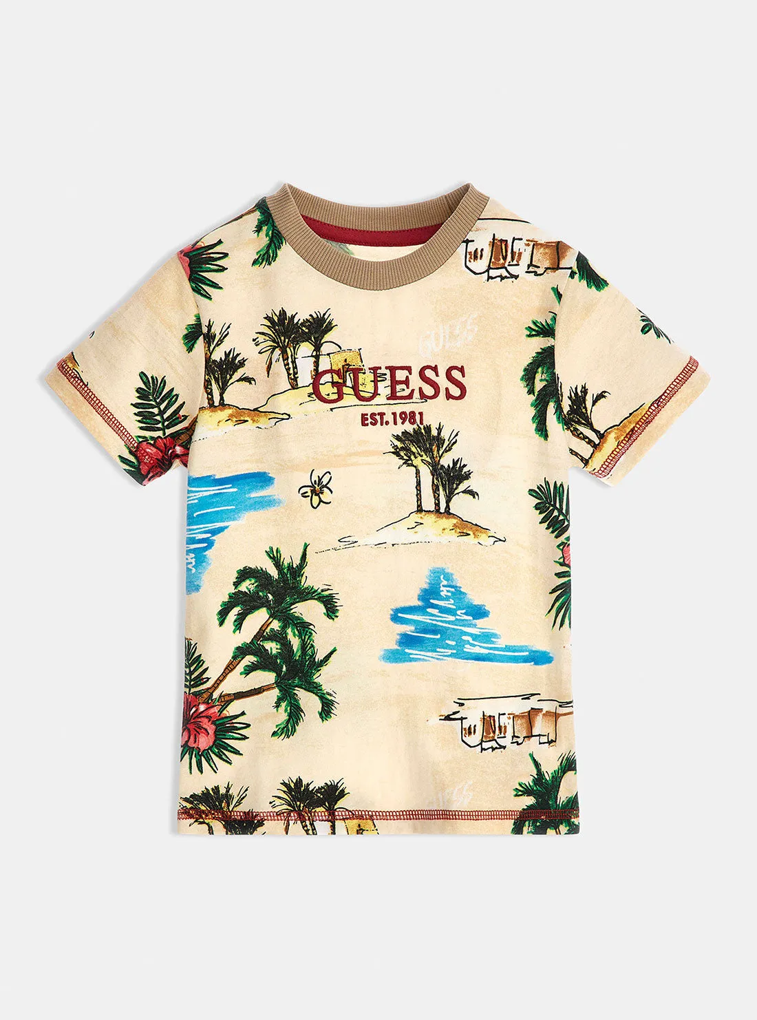 Beige Desert Print Logo T-Shirt (2-7)