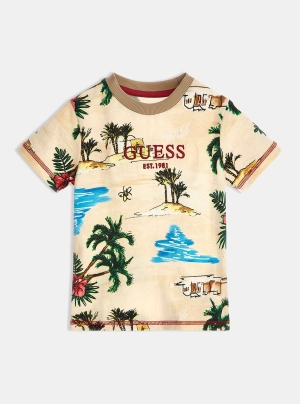 Beige Desert Print Logo T-Shirt (2-7)