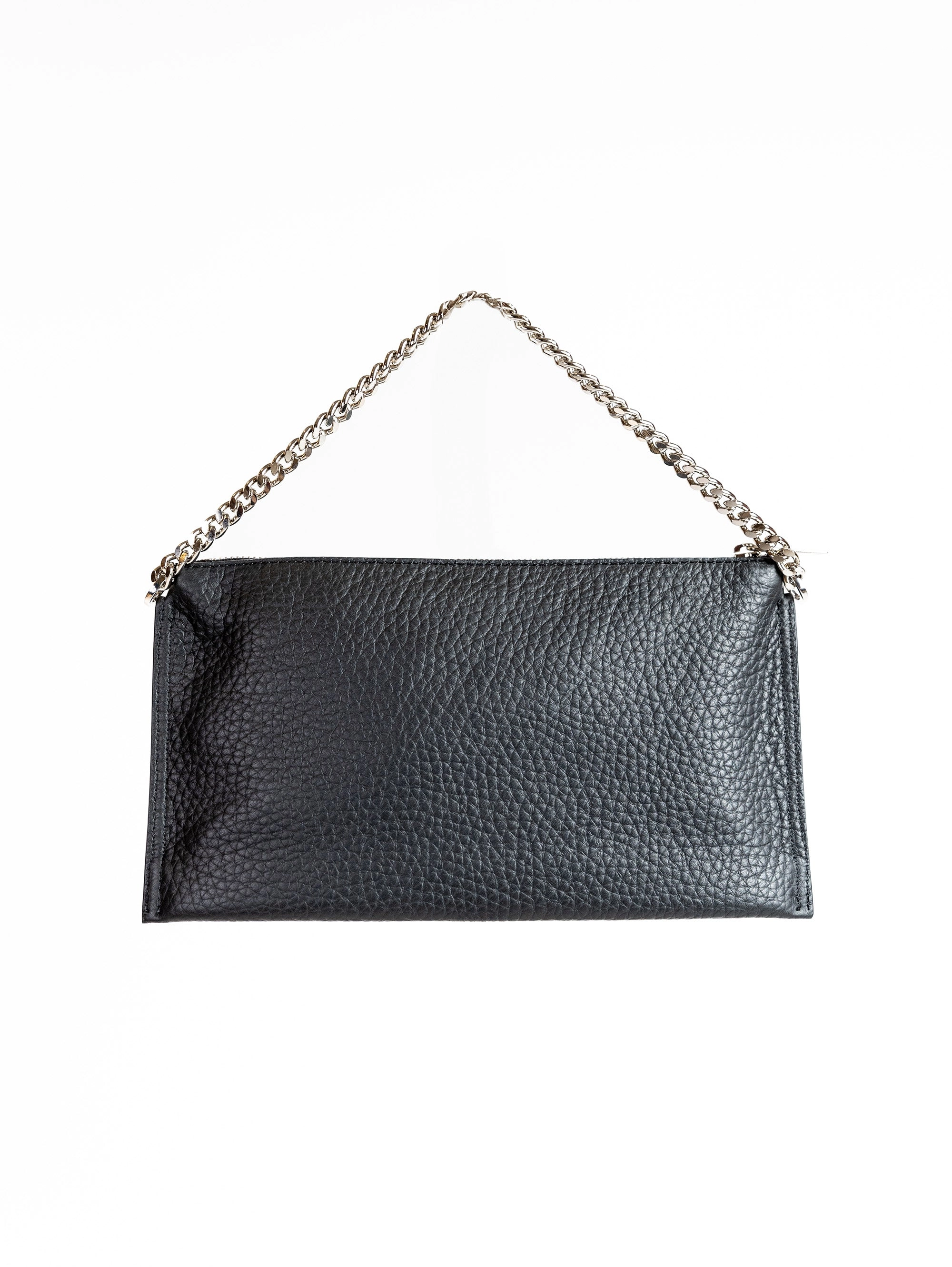 Black Hammered Leather Shoulder Bag