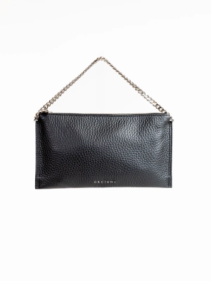 Black Hammered Leather Shoulder Bag