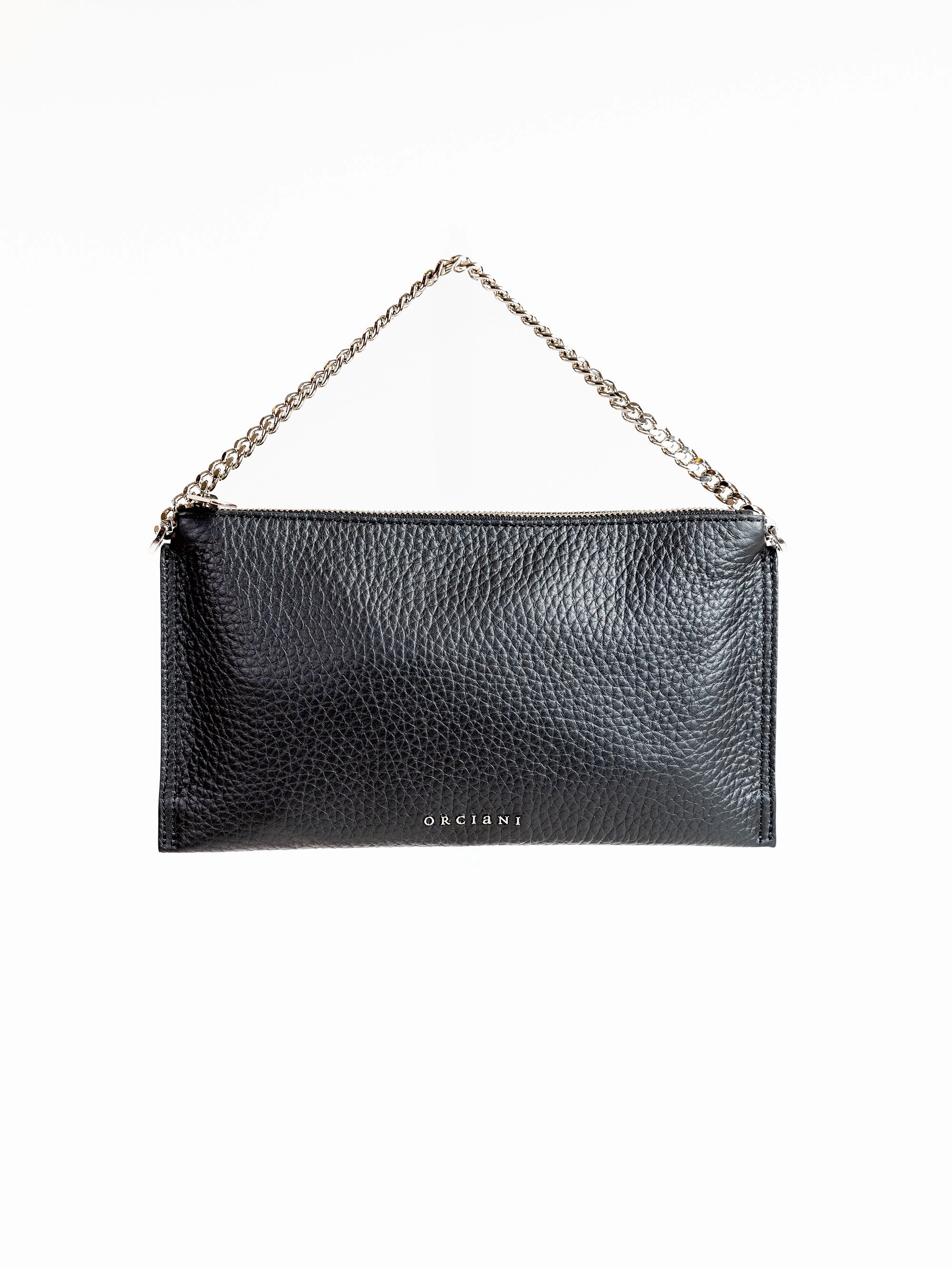 Black Hammered Leather Shoulder Bag