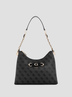 Black Logo Izzy Shoulder Bag