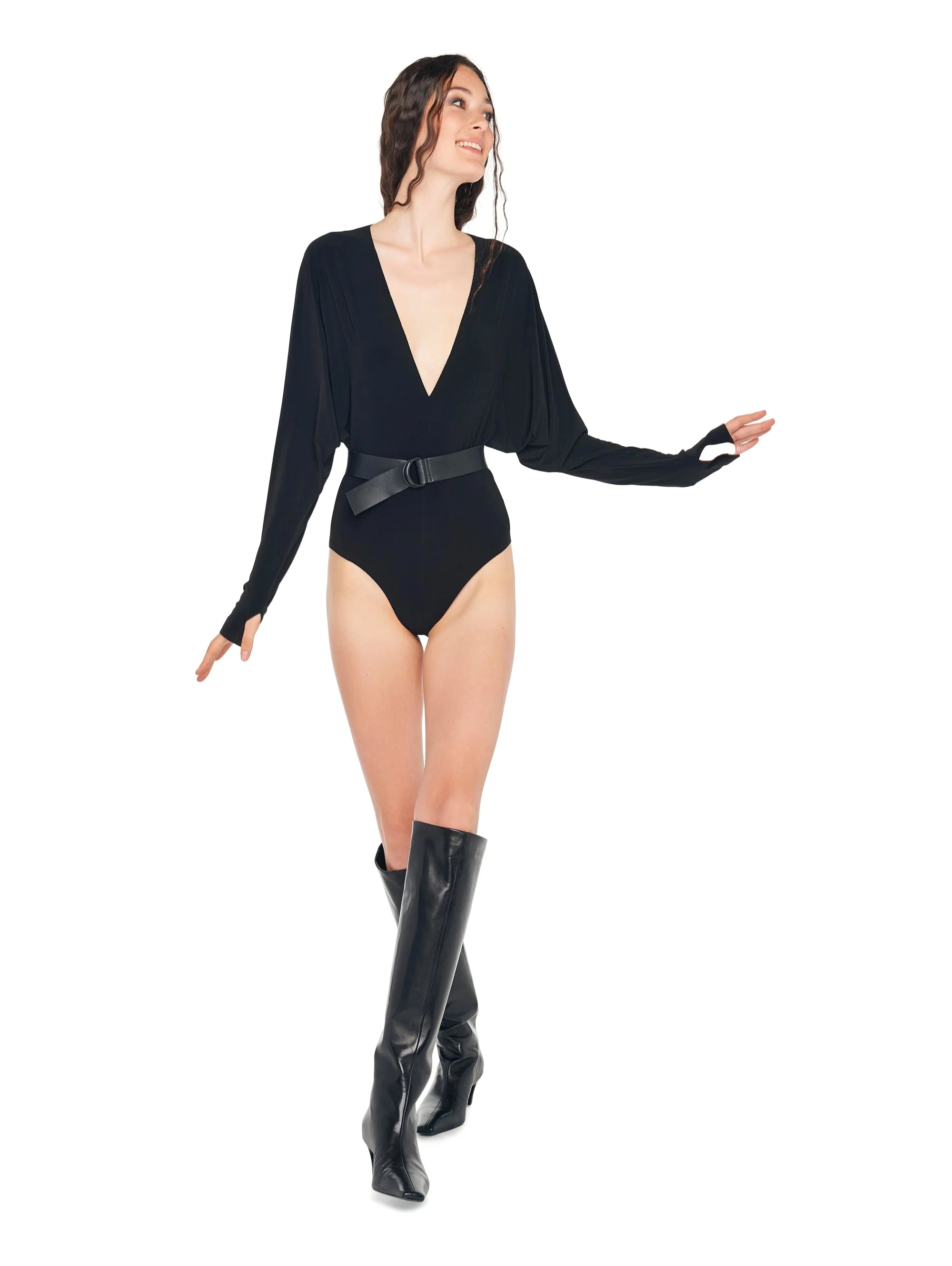 Black V-Neck Bodysuit