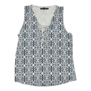 Blouse Sleeveless By White House Black Market In Blue & White, Size:L