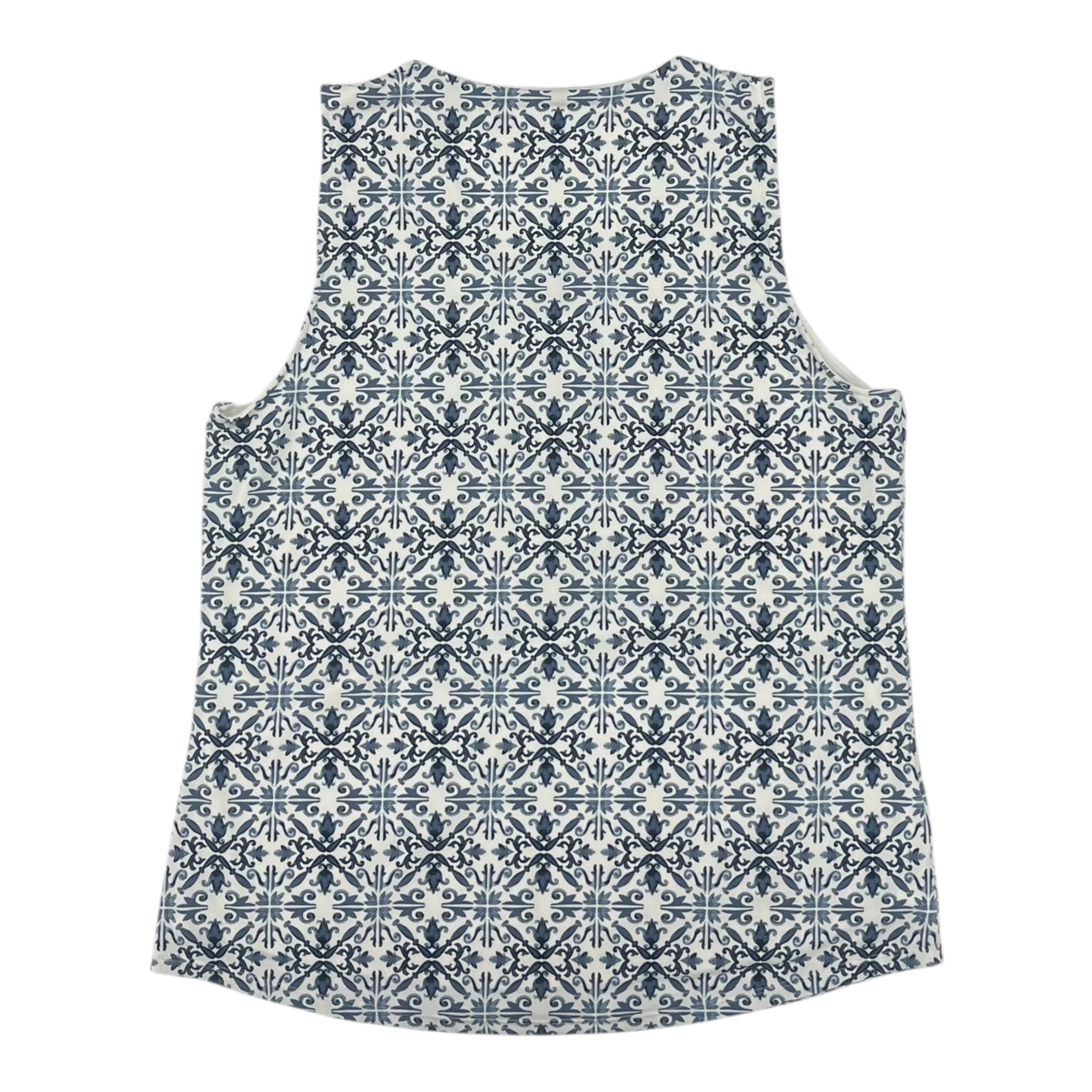 Blouse Sleeveless By White House Black Market In Blue & White, Size:L