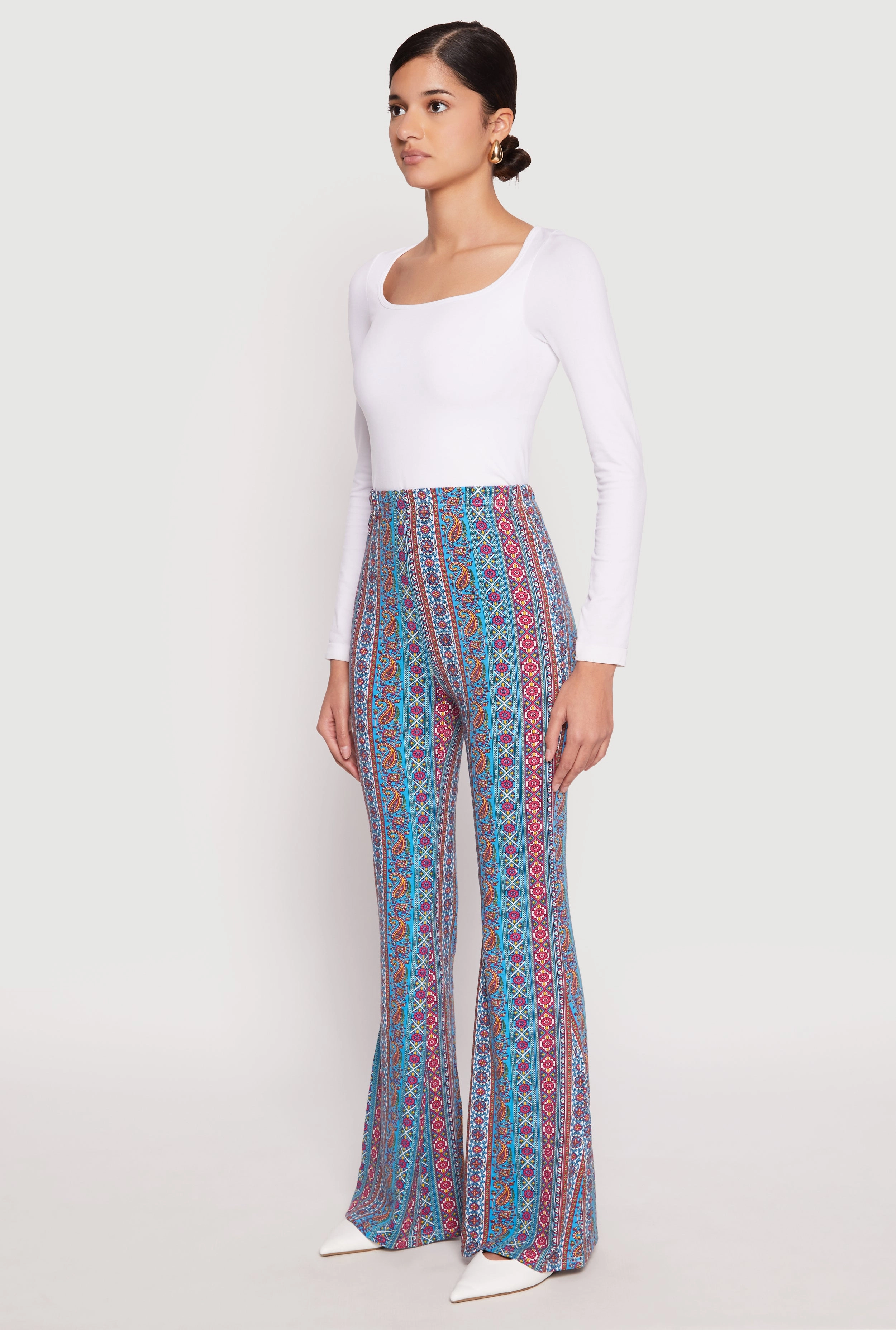 Boho Print High Waist Flare Pants