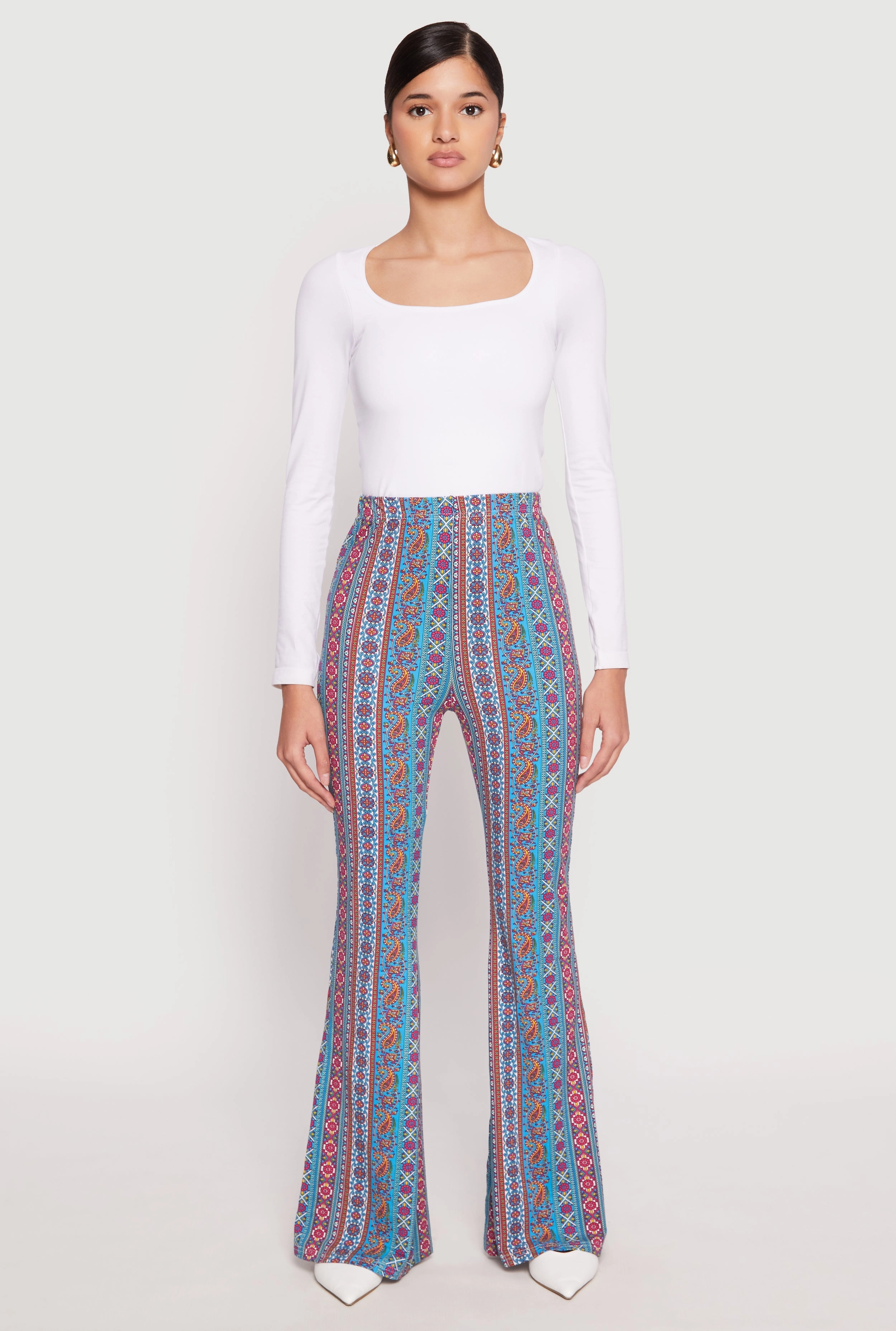 Boho Print High Waist Flare Pants