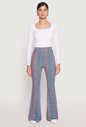 Boho Print High Waist Flare Pants
