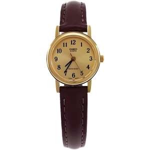 Casio Women's Watch - Quartz Gold Tone Dial Black Leather Strap | LTP1095Q-9B1