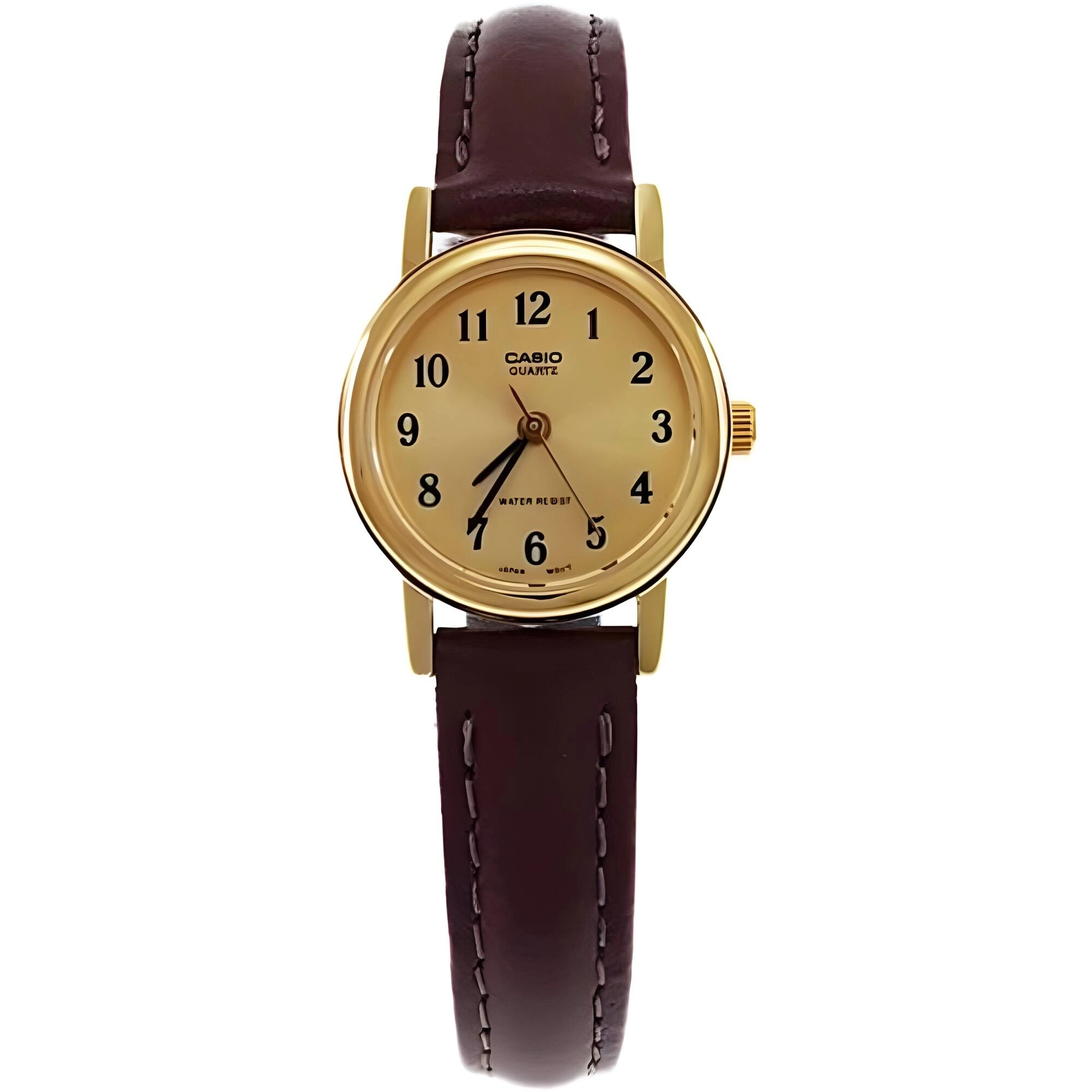 Casio Women's Watch - Quartz Gold Tone Dial Black Leather Strap | LTP1095Q-9B1