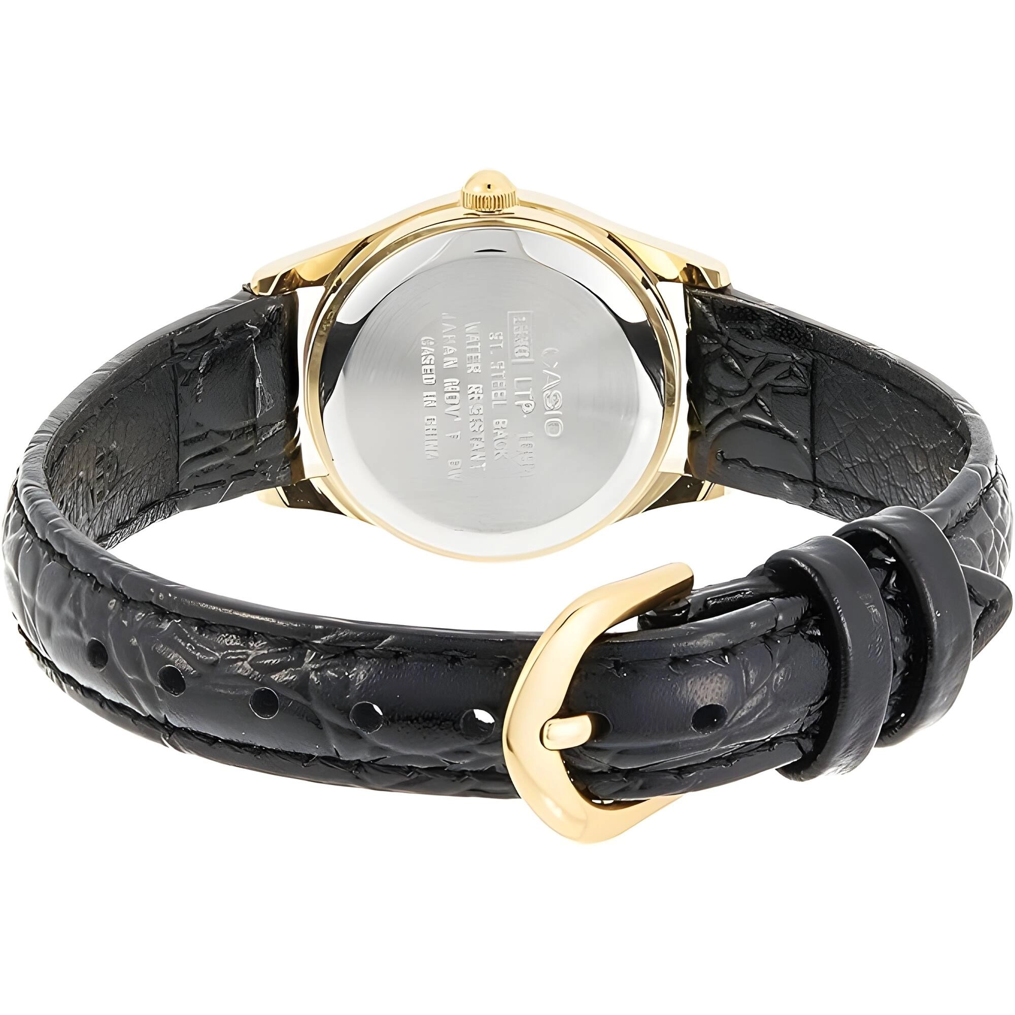 Casio Women's Watch - Silver Tone Dial Yellow Gold Case Black Strap | LTP1094Q-7B2
