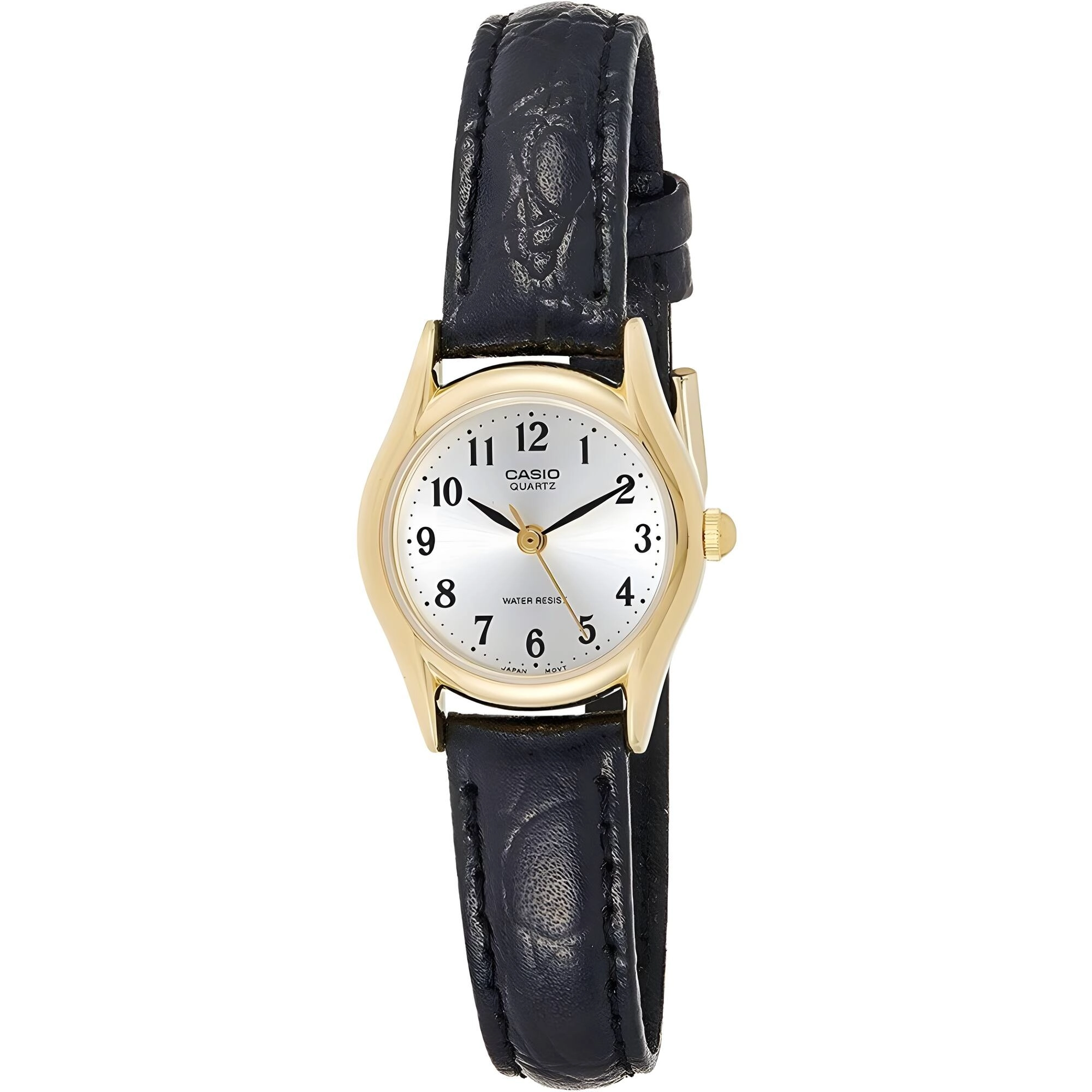 Casio Women's Watch - Silver Tone Dial Yellow Gold Case Black Strap | LTP1094Q-7B2