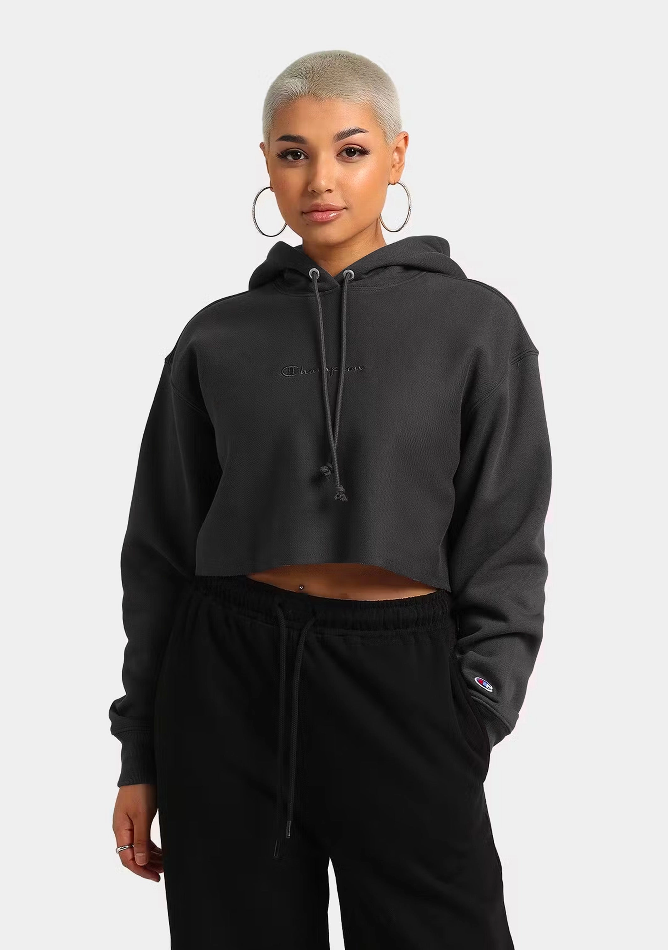 Champion Women's Reverse Weave Cropped Hoodie Dark Grey