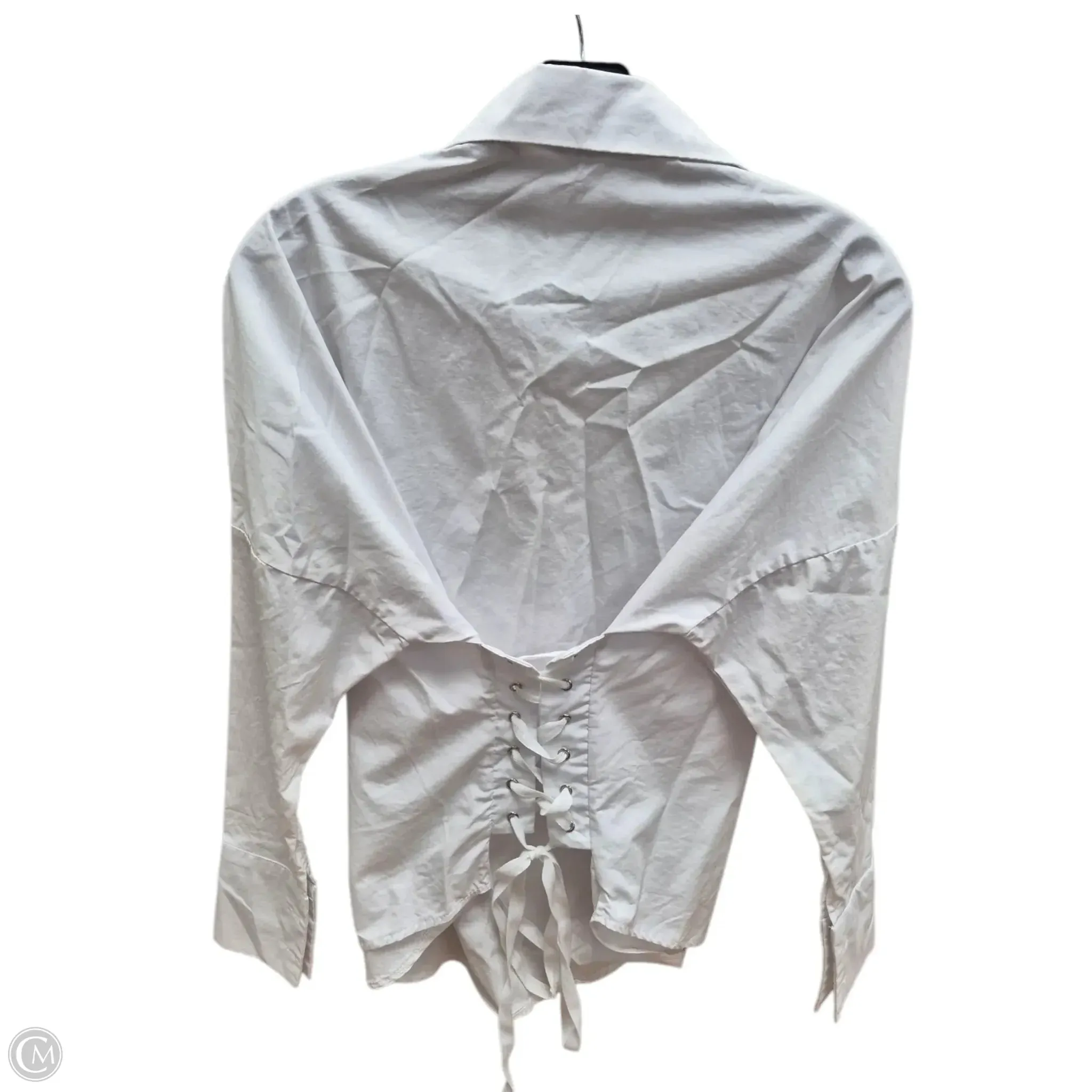 Corset Top Long Sleeve By Clothes Mentor In White, Size: M
