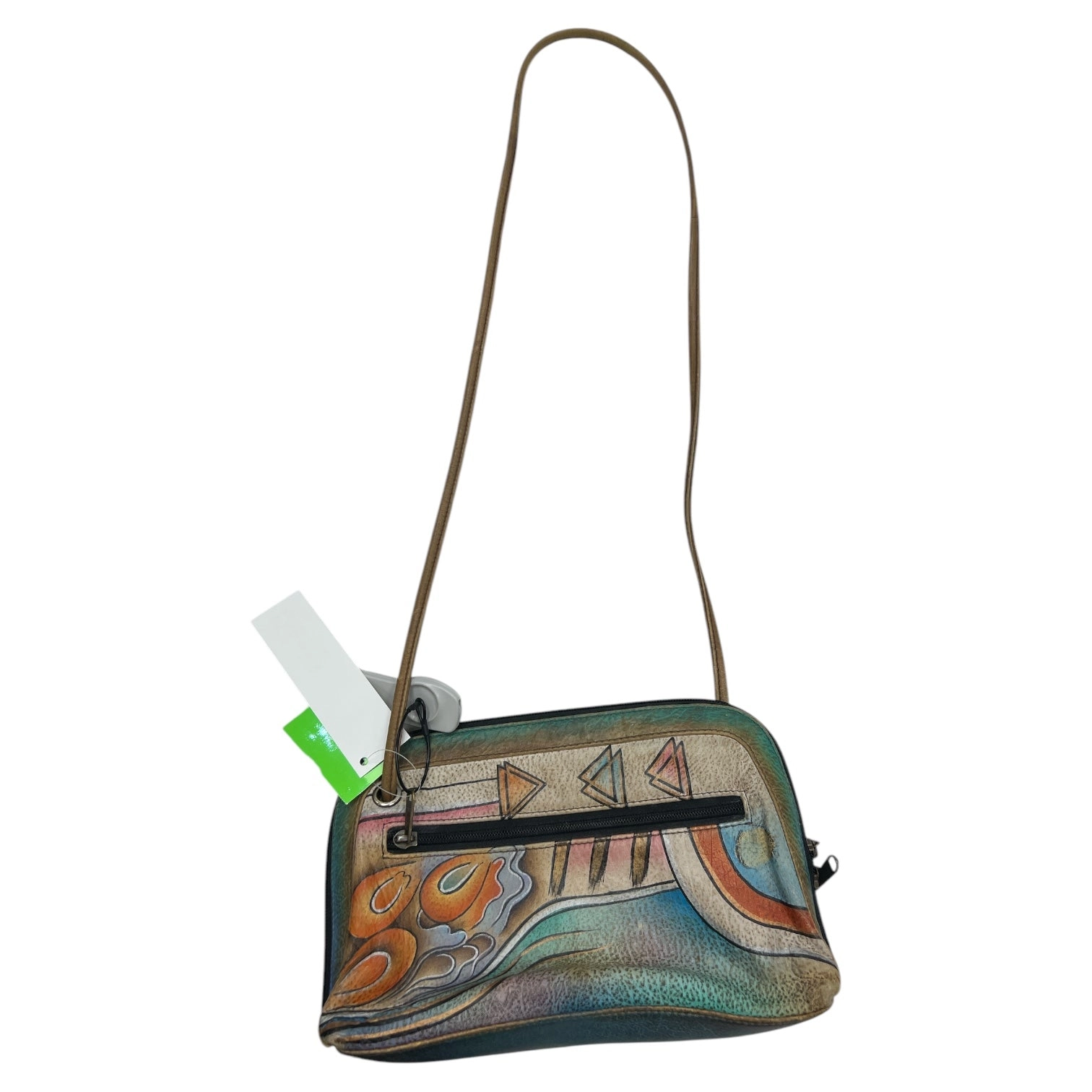 Crossbody Designer By Anuschka In Tan, Size:Small