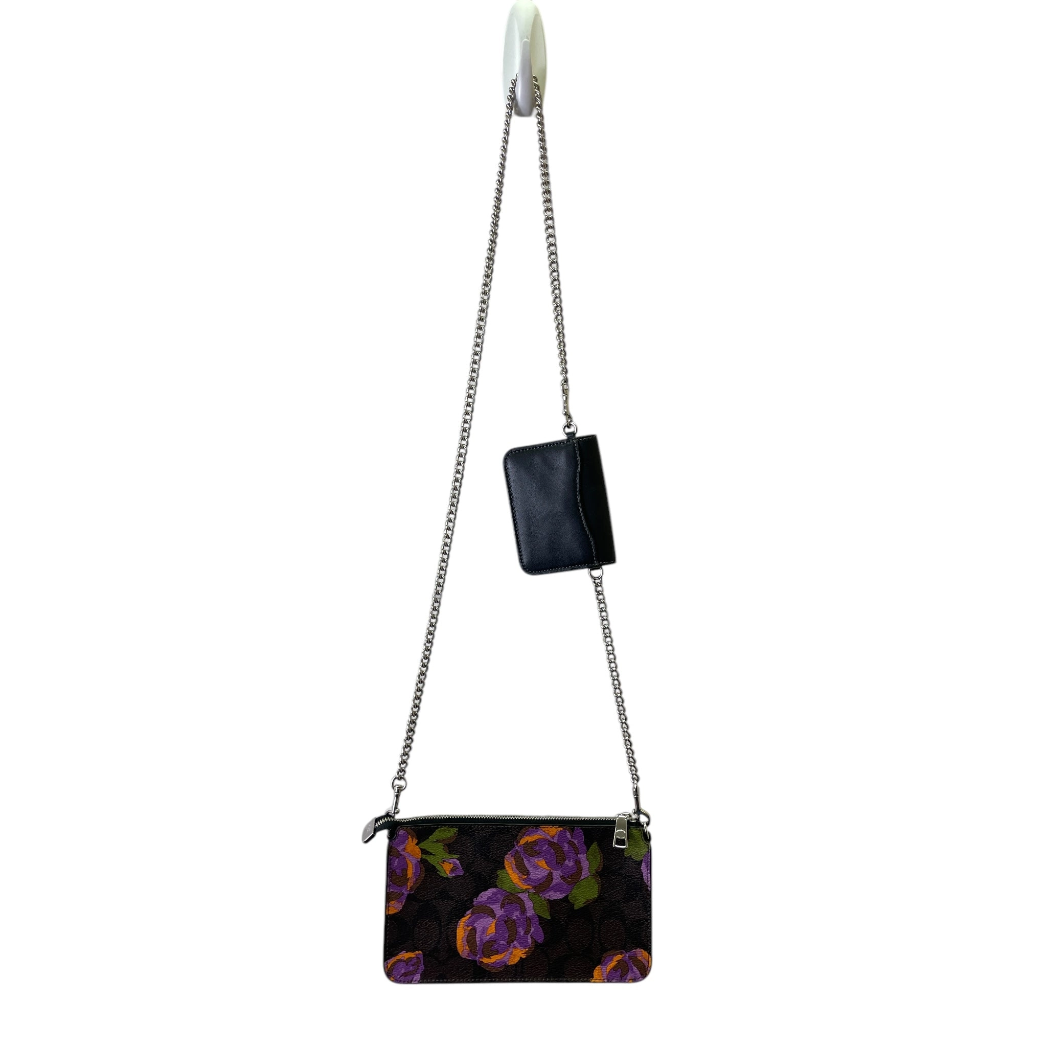 Crossbody Designer By Coach In Black & Purple, Size:Small