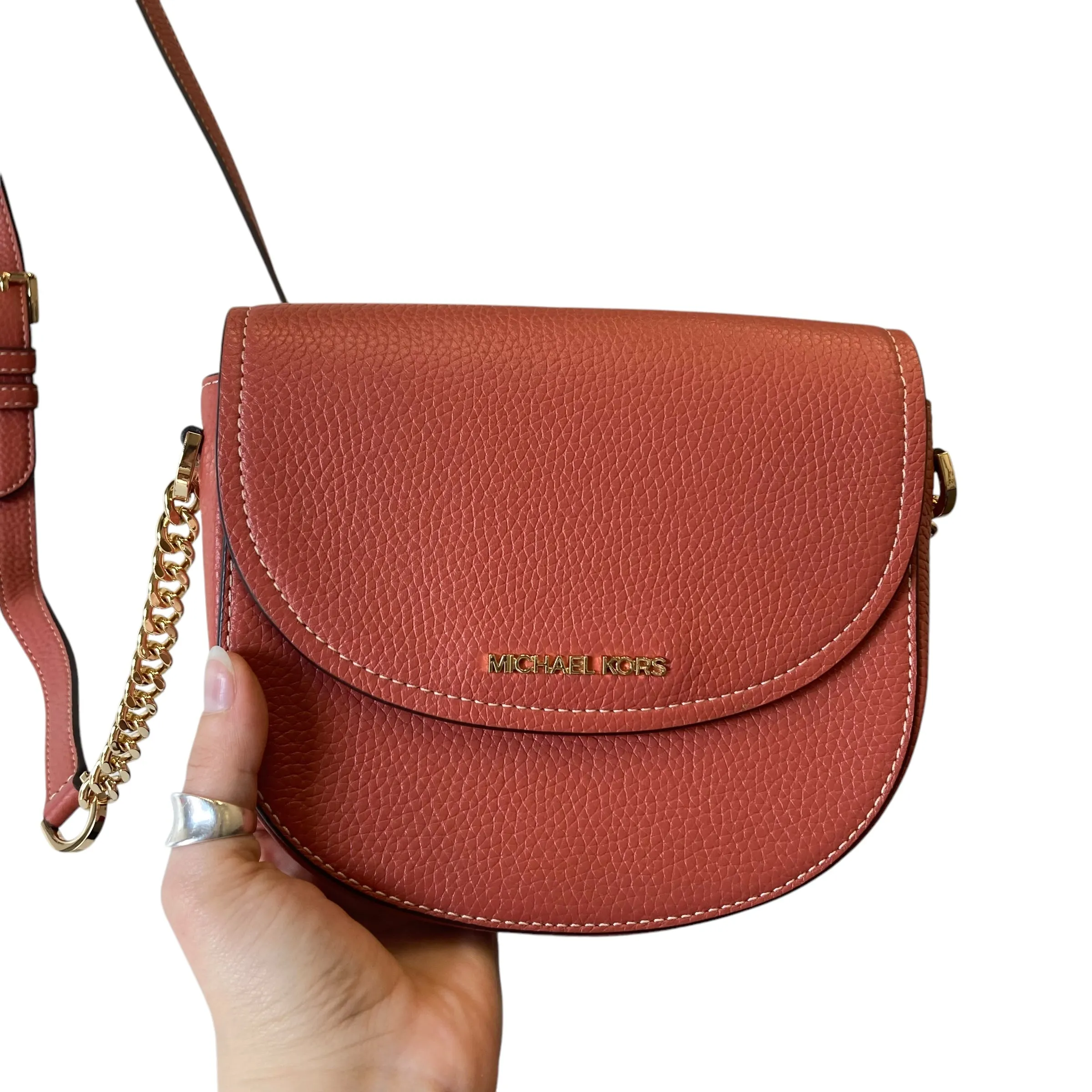 Crossbody Designer By Michael Kors In Coral, Size:Small
