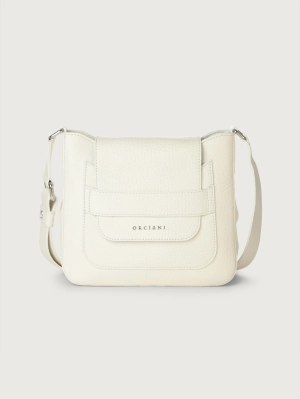 Dama Shoulder Bag in White Hammered Leather