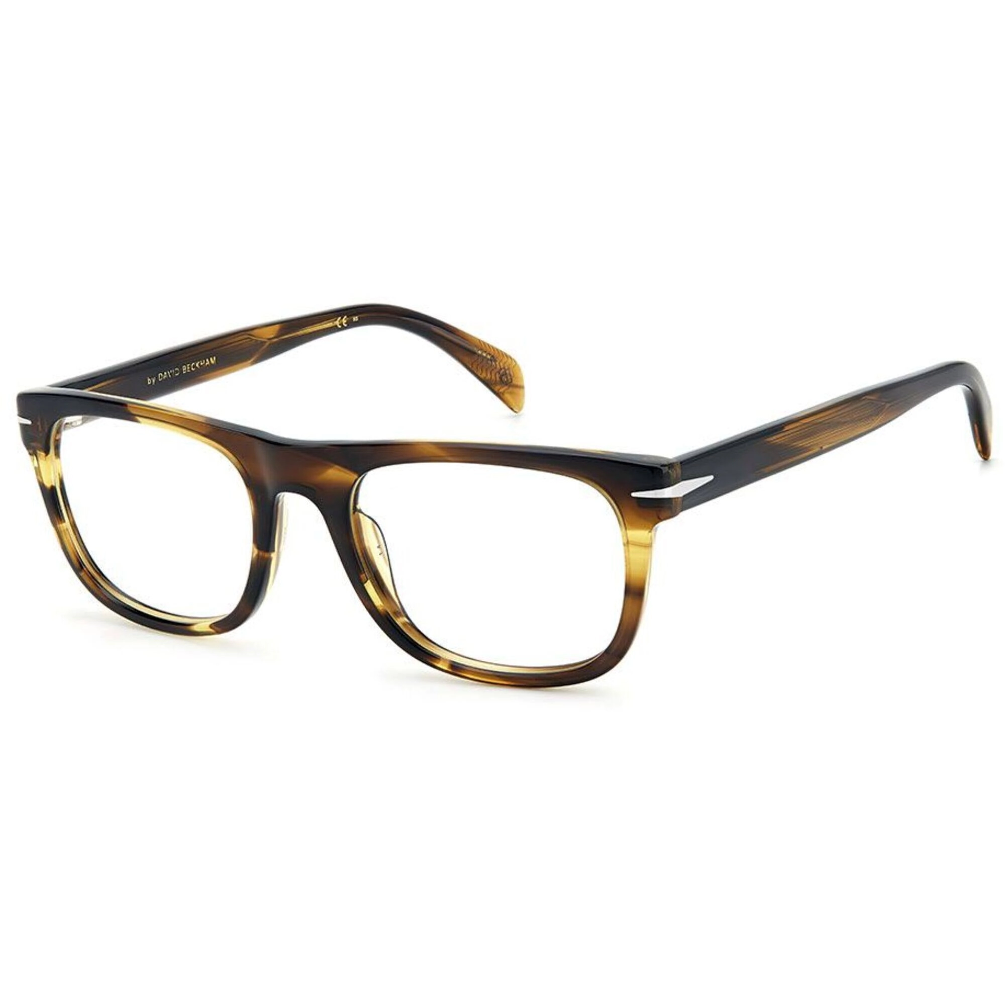 David Beckham Men's Eyeglasses - Olive Striped Acetate Rectangular Frame | 7085 0KKU
