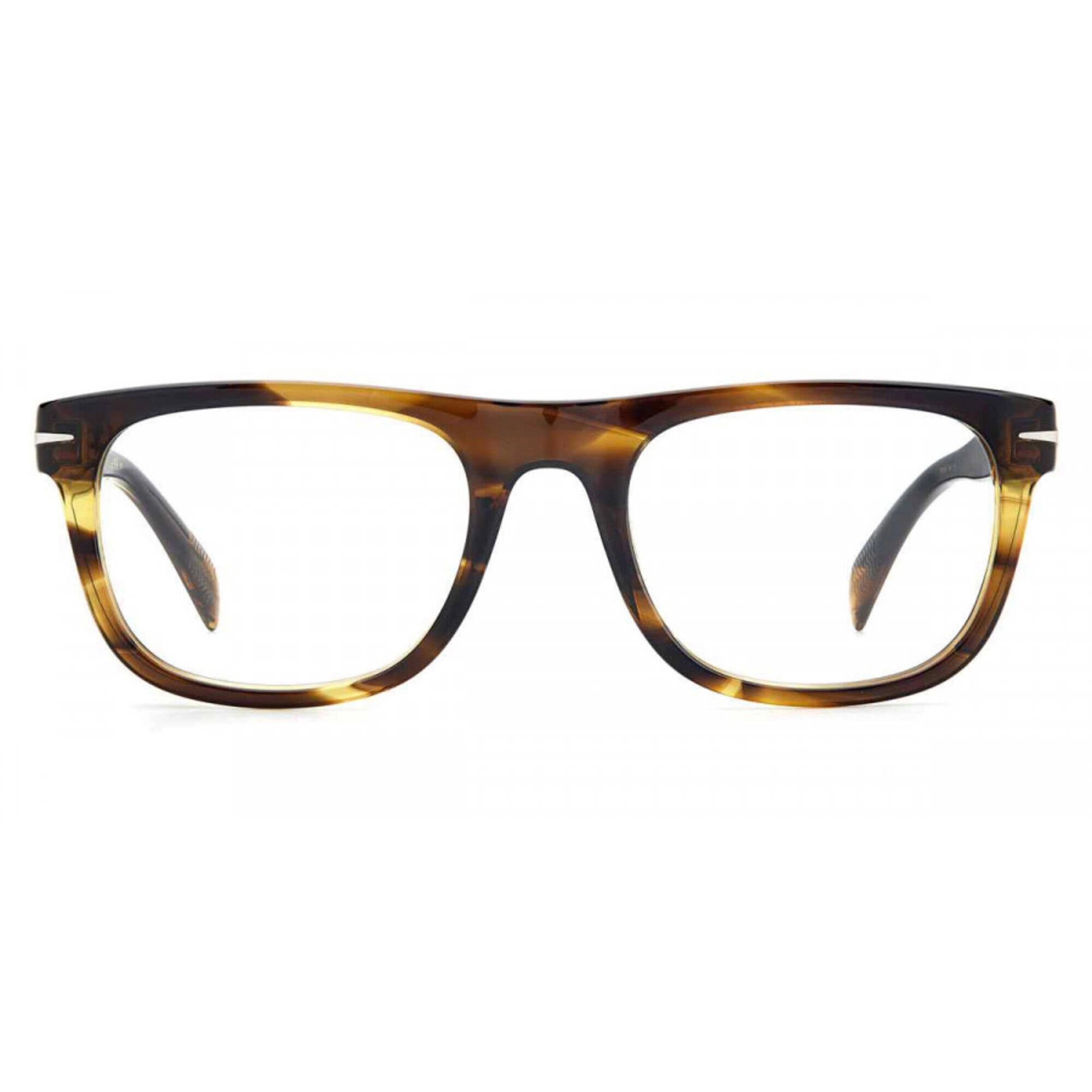 David Beckham Men's Eyeglasses - Olive Striped Acetate Rectangular Frame | 7085 0KKU