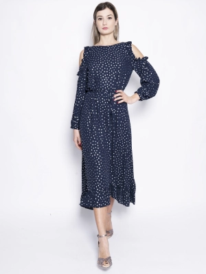Dress with Blue / Silver Polka Dots