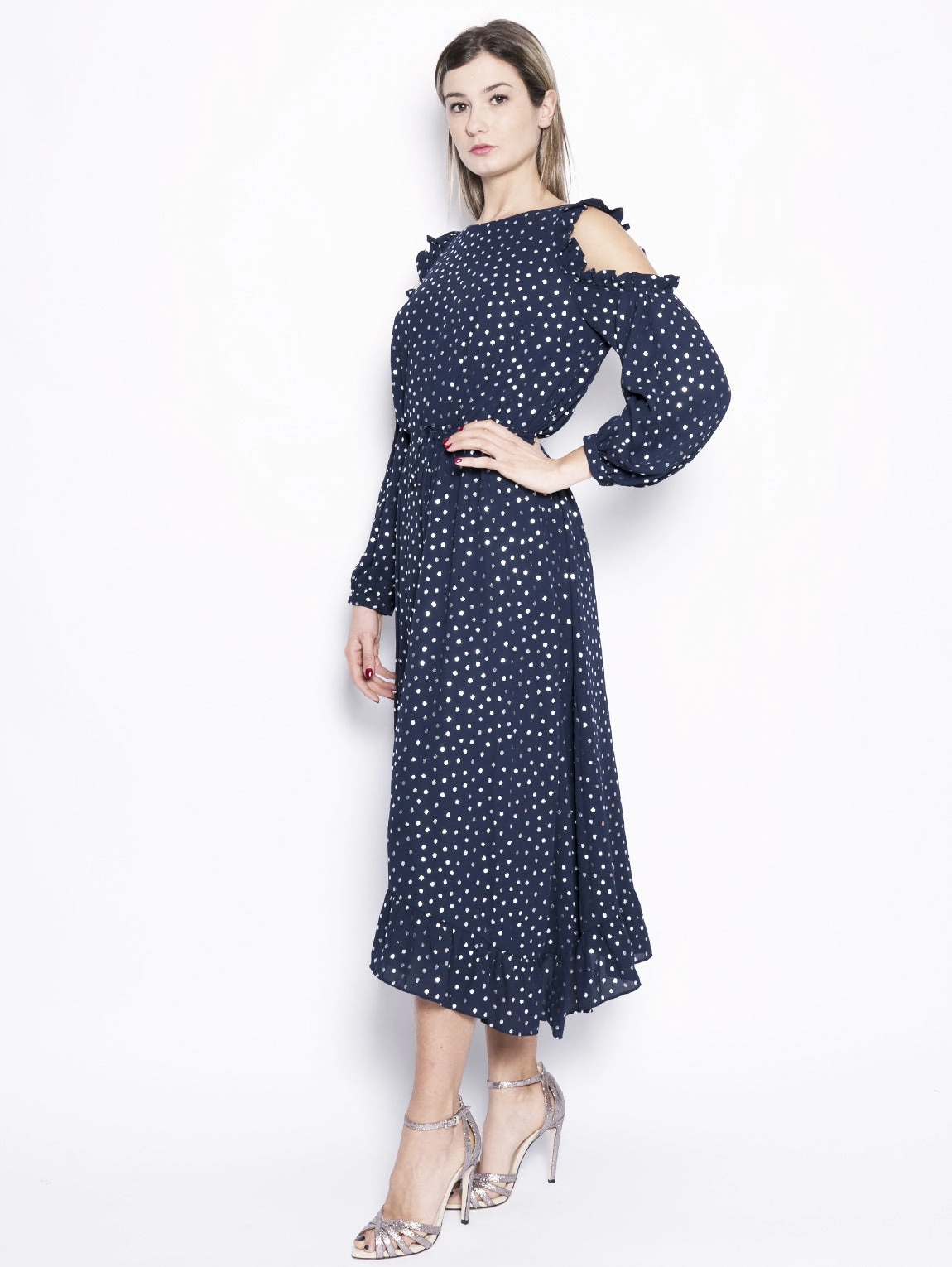 Dress with Blue / Silver Polka Dots