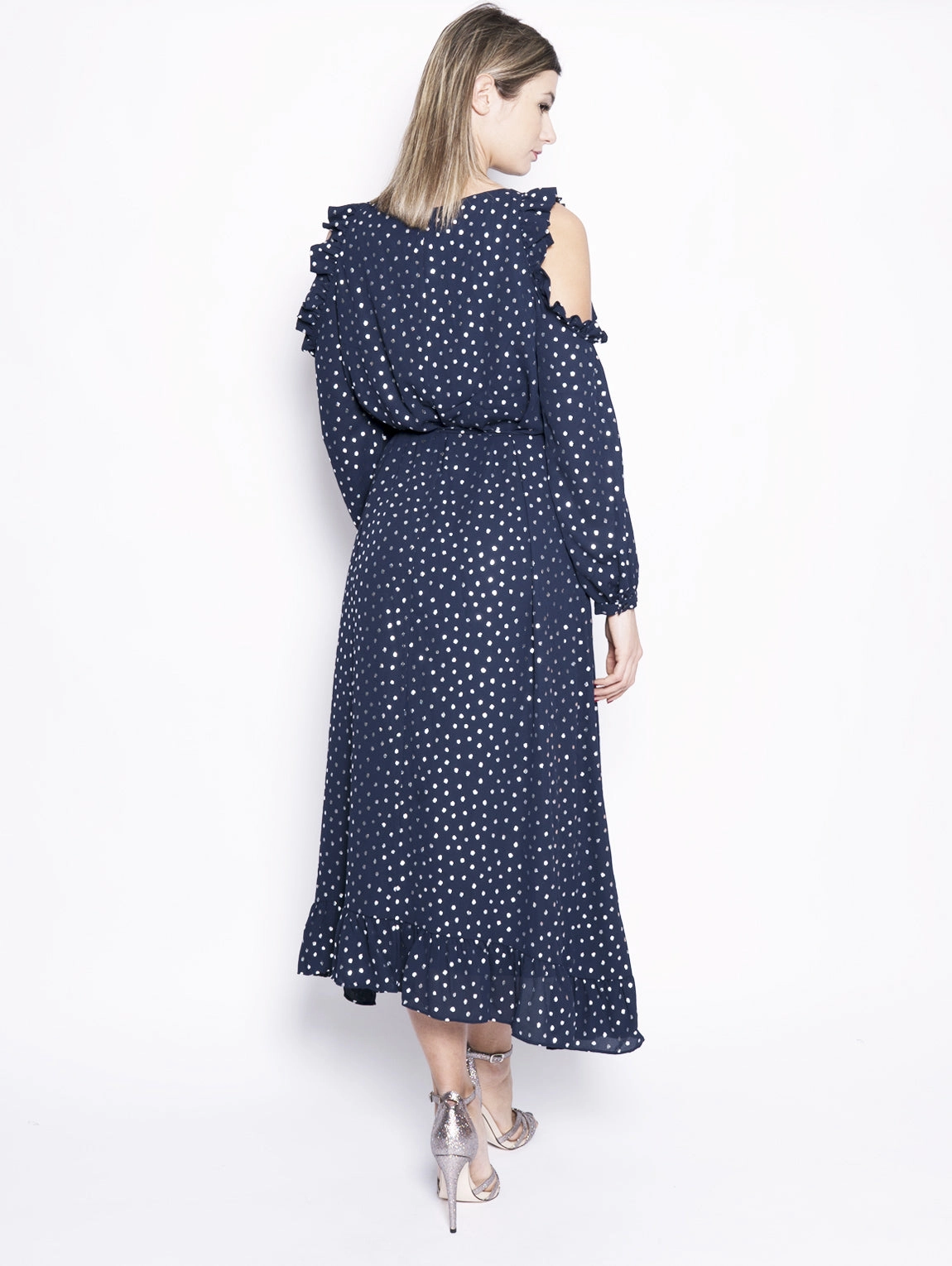 Dress with Blue / Silver Polka Dots