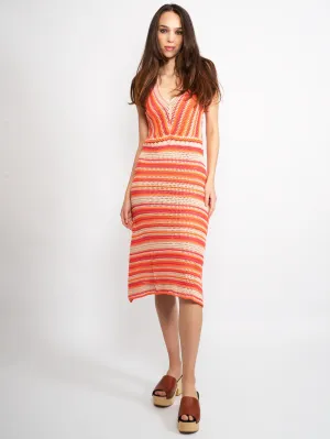 Dress with Multicolor Crochet Processing