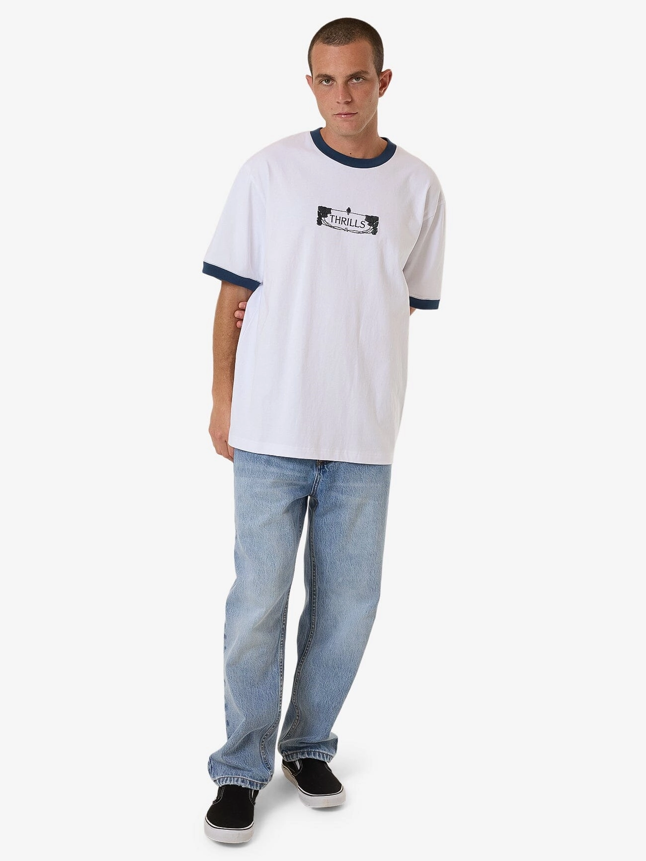 Garden State Oversize Fit Ringer Tee - White