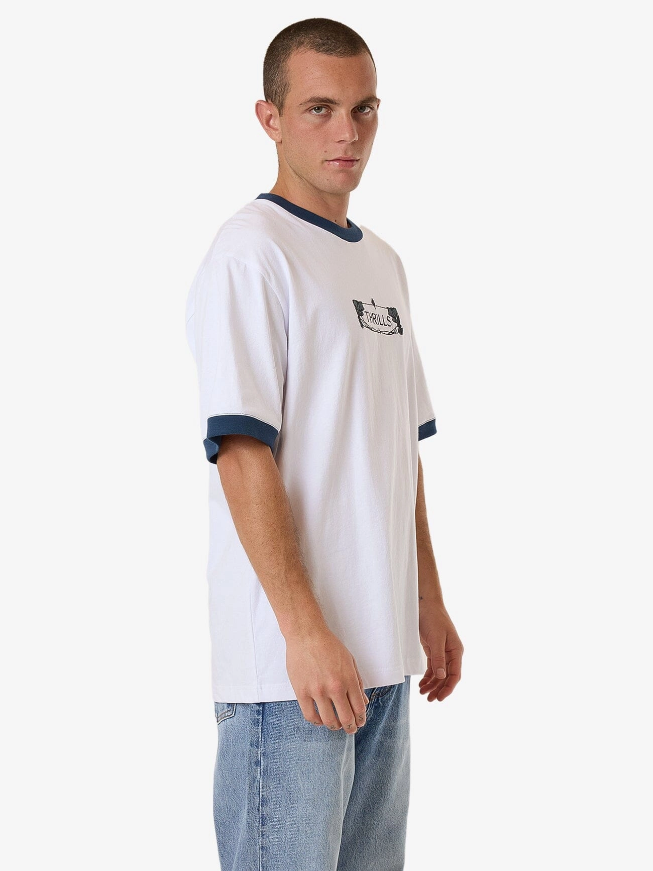 Garden State Oversize Fit Ringer Tee - White