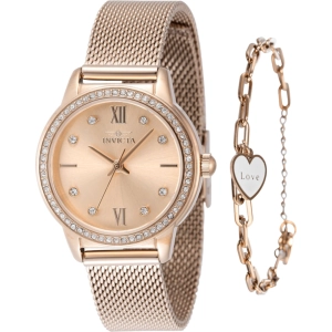 Invicta Women's Watch - Angel Quartz Rose Gold Brass Dial Steel Mesh Bracelet | 48254