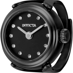 Invicta Women's Watch Ring - Mini Angel Quartz Stainless Steel Case Black Dial | 44484