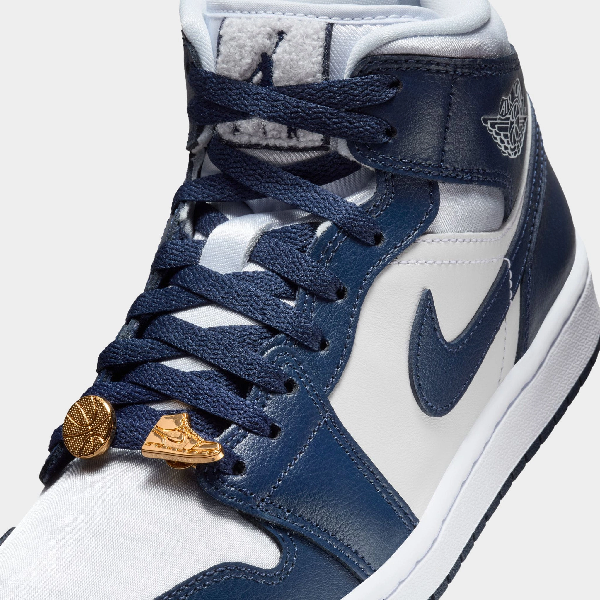 Jordan Women's 1 Mid Football Grey / Midnight Navy - White