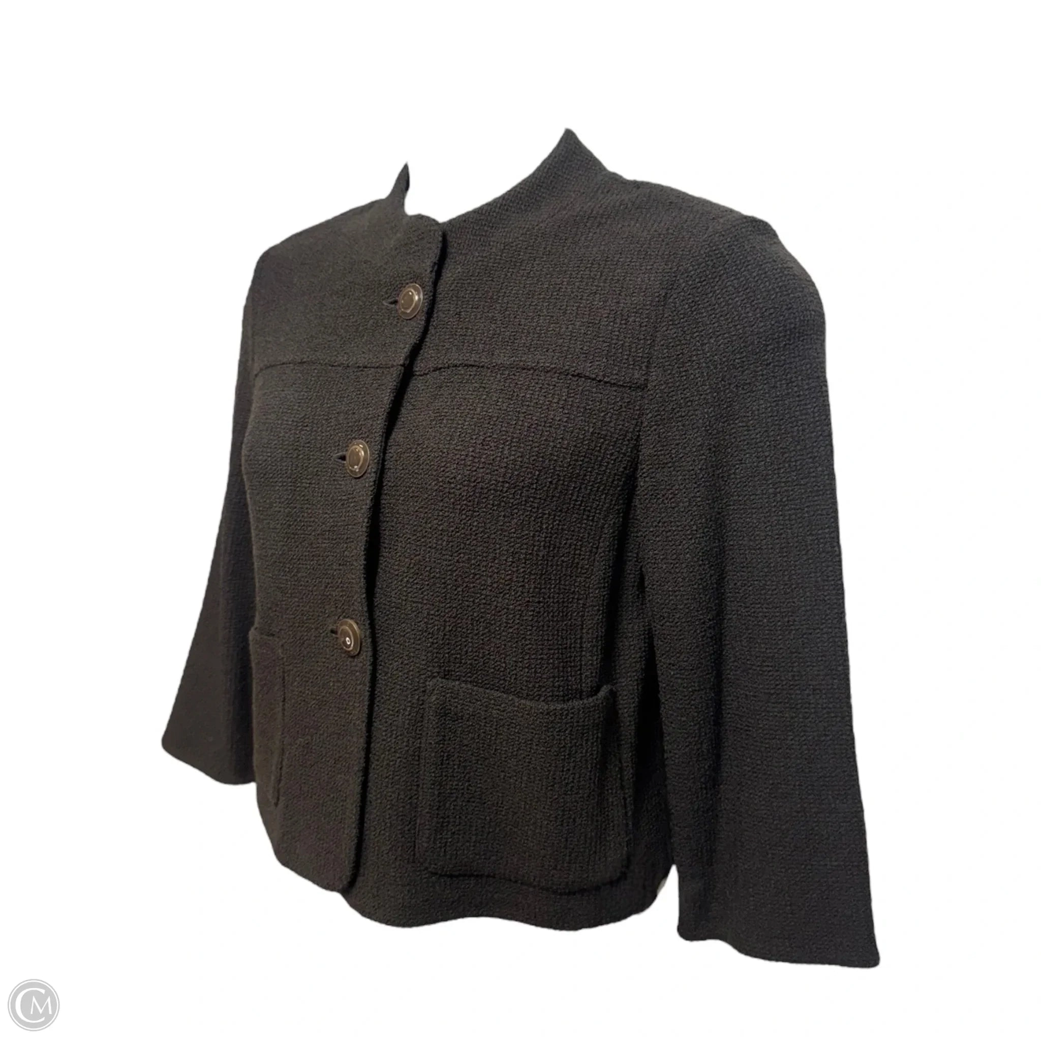 Knit Cropped Wool Blend Blazer Designer By St John Collection In Brown, Size: M