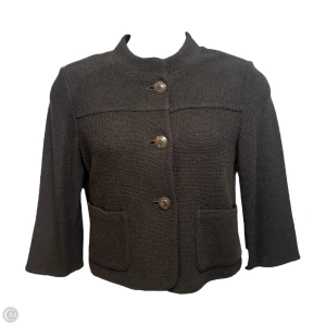 Knit Cropped Wool Blend Blazer Designer By St John Collection In Brown, Size: M