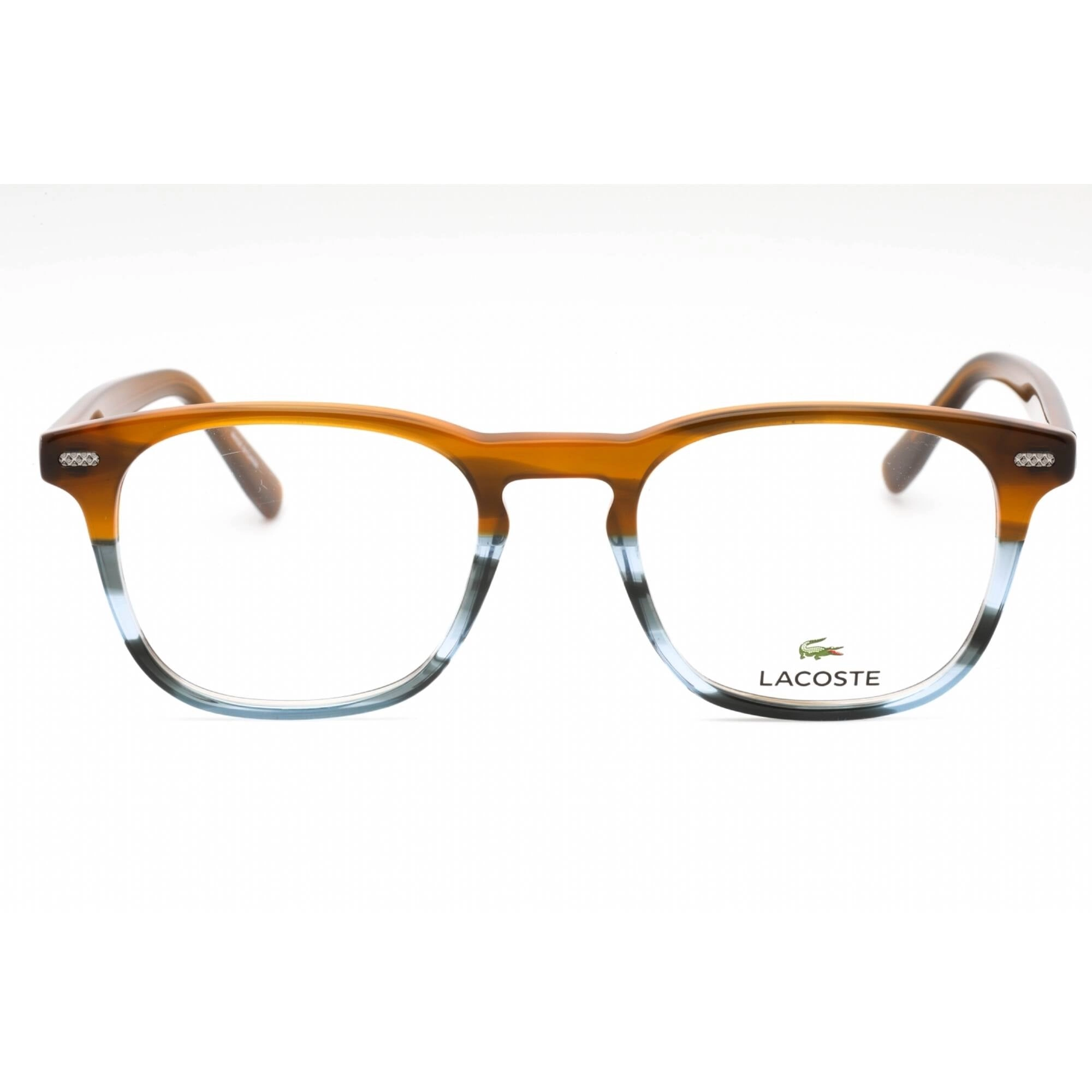 Lacoste Men's Eyeglasses - Striped Brown/Blue Plastic Square Full Rim | L2832 215