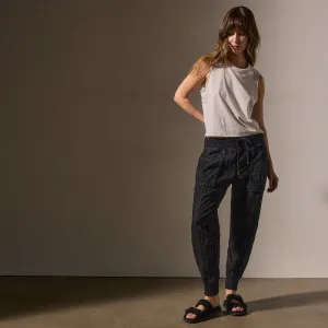 Linen Mixed Media Pant - Black