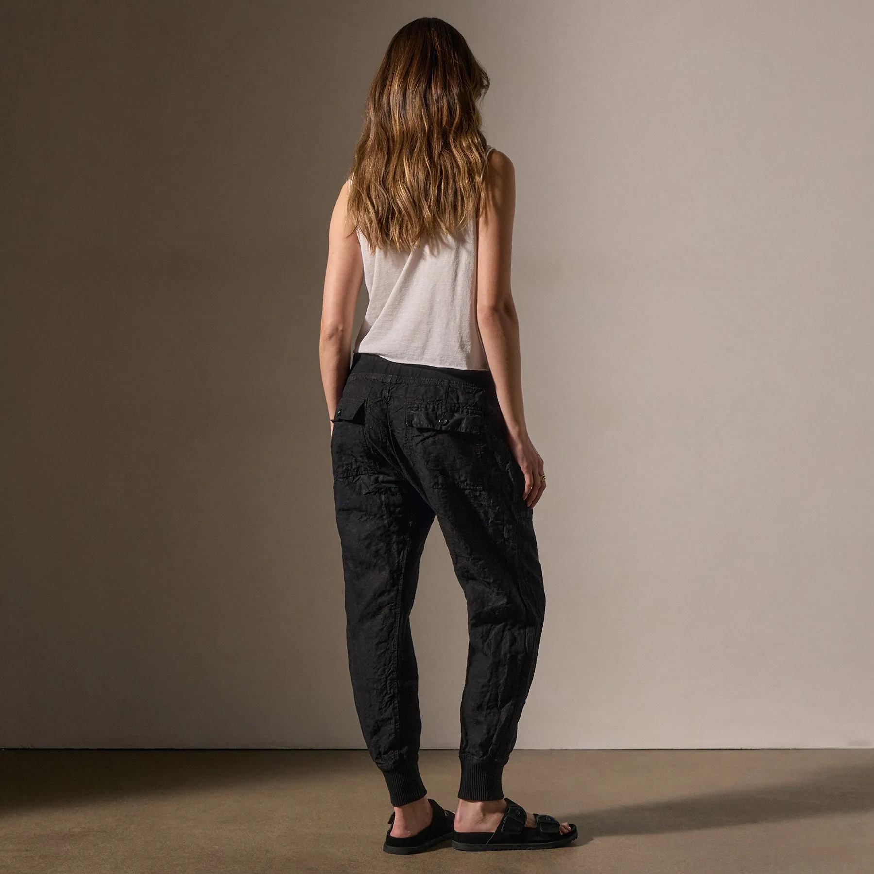 Linen Mixed Media Pant - Black