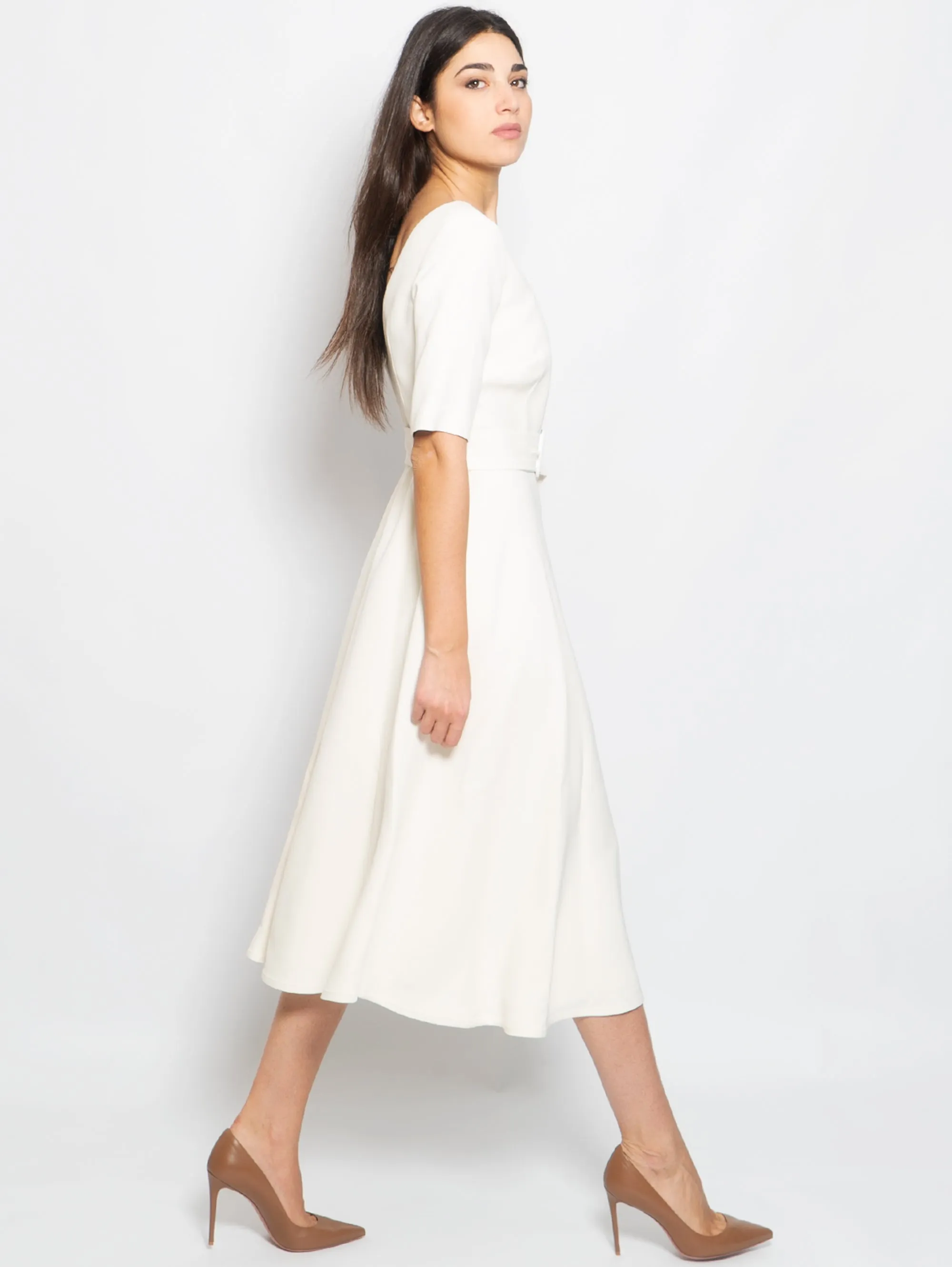 Midi Dress with Butter Belt