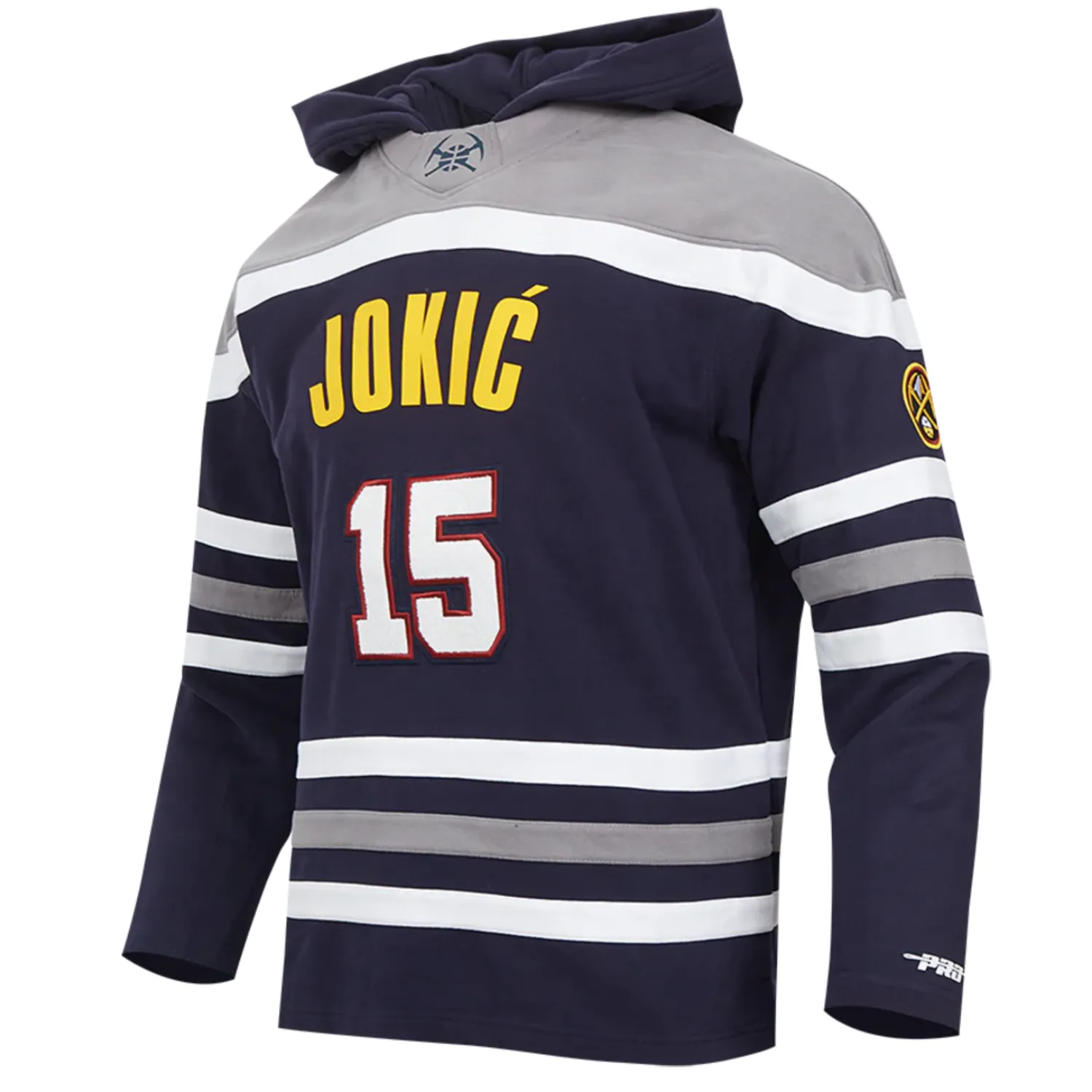 Nuggets #15 Nikola Jokic Colorblock Fleece P/O Hoody