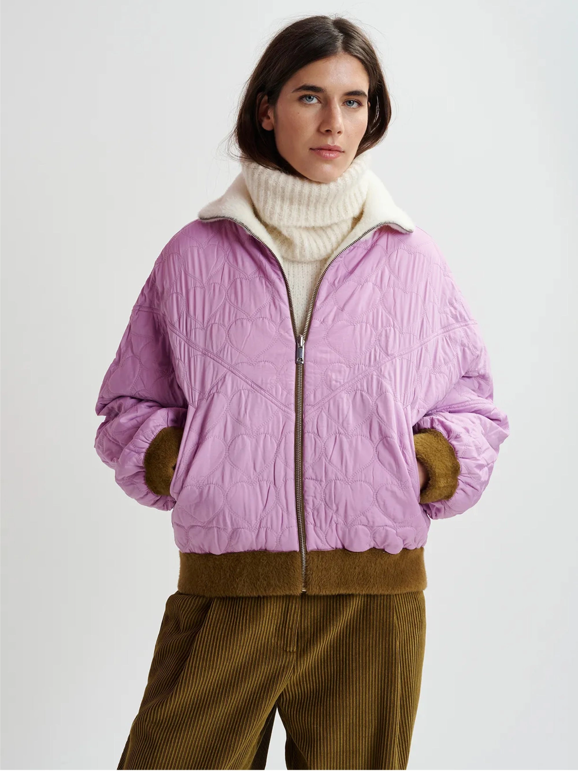 Oversized Reversible Khaki Bomber