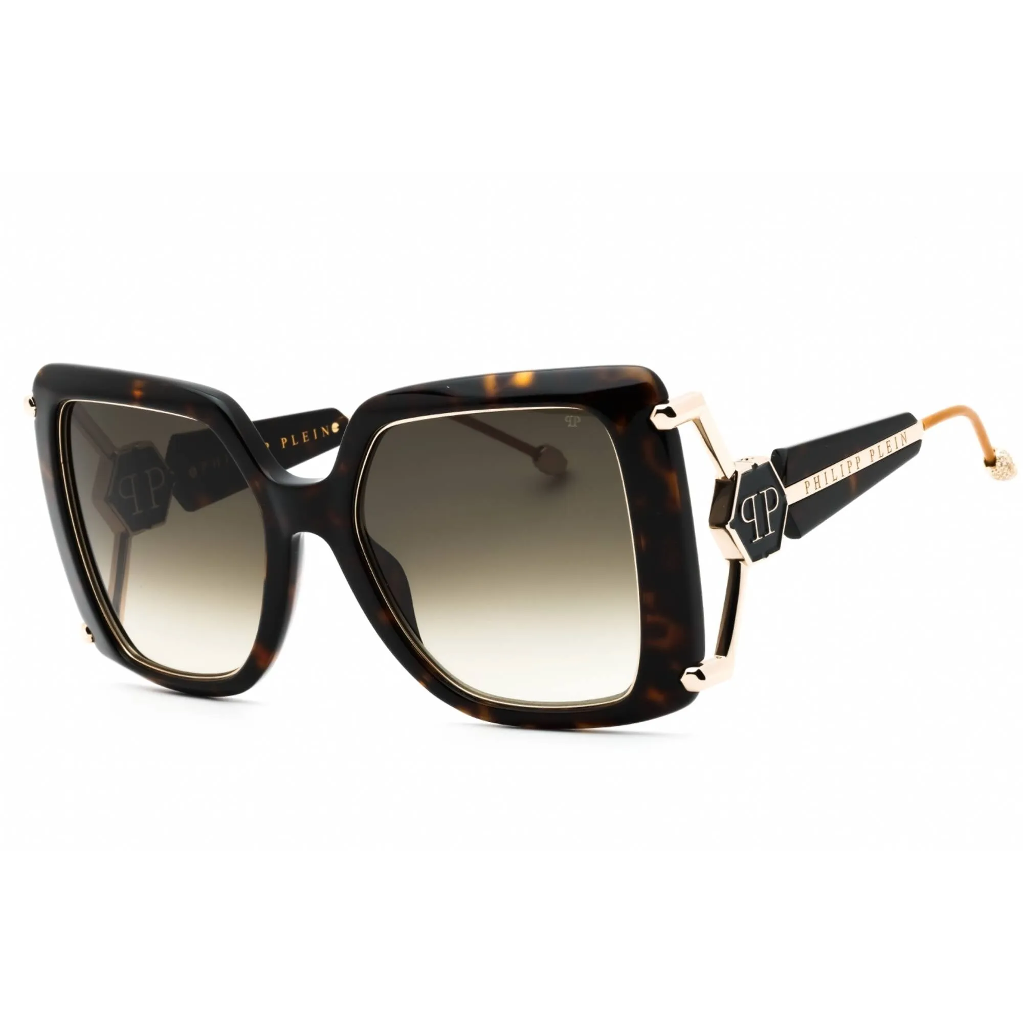 Philipp Plein Women's Sunglasses - Glossy Dark Havana Oversized Frame | SPP121S 0722