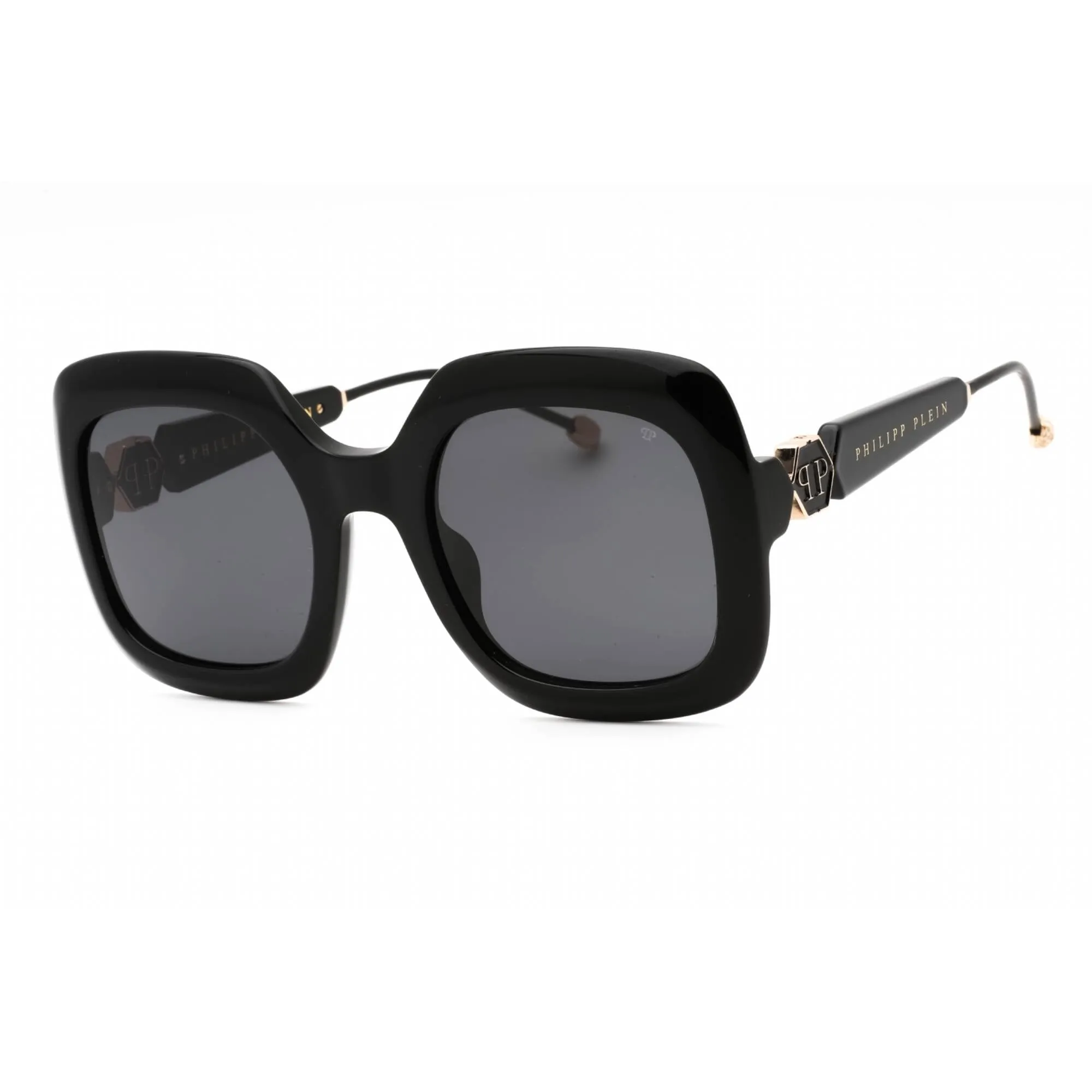 Philipp Plein Women's Sunglasses - Shiny Black Plastic Oversized Frame | SPP065S 0700