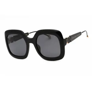 Philipp Plein Women's Sunglasses - Shiny Black Plastic Oversized Frame | SPP065S 0700
