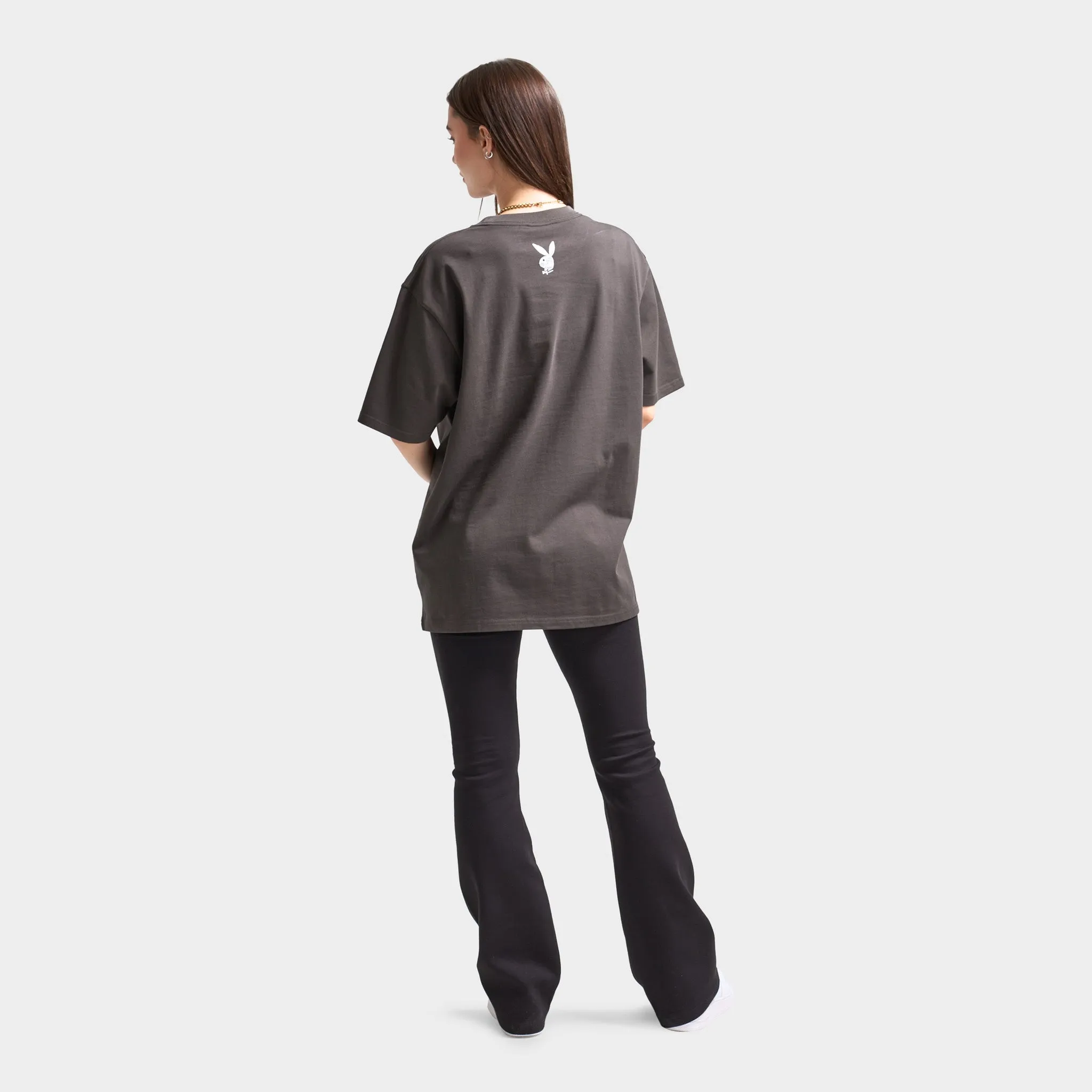 Playboy Diamonte Covers Oversized Graphic T-Shirt / Washed Black