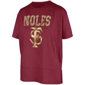 Pressbox Women's Sequin Noles/Interlocking FS Design Short Sleeve Oversized Slub Top - Garnet