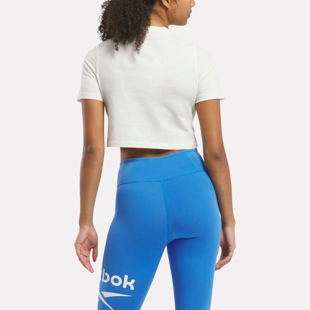 REEBOK WOMEN'S IDENTITY BIG LOGO CROP CHALK WHITE TEE