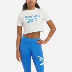 REEBOK WOMEN'S IDENTITY BIG LOGO CROP CHALK WHITE TEE